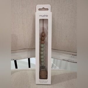 NWT Mushie Silicone Pacifier Clip Eva Sage